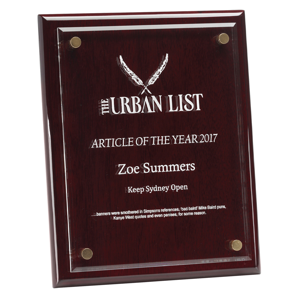 Rosewood Premium Floating Plaque