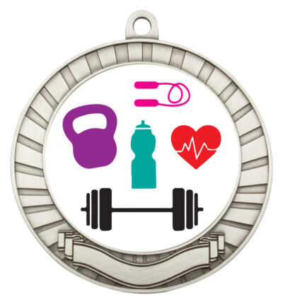 Eco Scroll Medal Fitness Silver