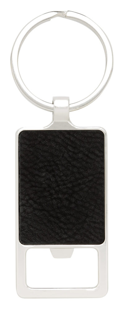 Black Leatherette Keychain - Bottle Opener - Image 2