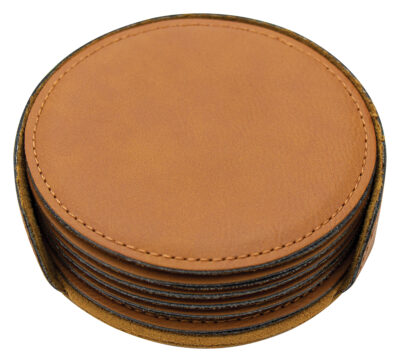 Leatherette Coaster Set Circle x 6 - Image 2