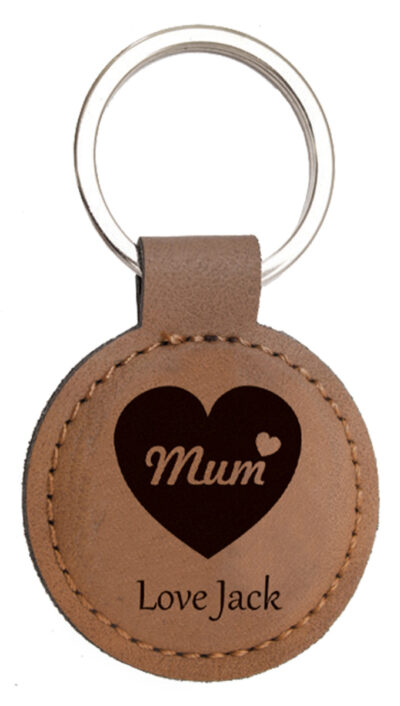 Mother's Day Heart Leatherette Keychain Circle