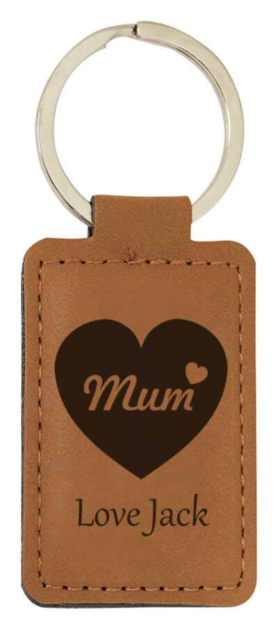 Mother's Day Heart Leatherette Keychain Rectangle