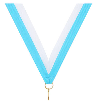 Light Blue / White V Neck Ribbon