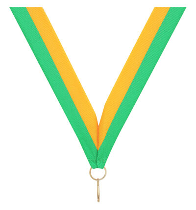 Green / Gold V Neck Ribbon