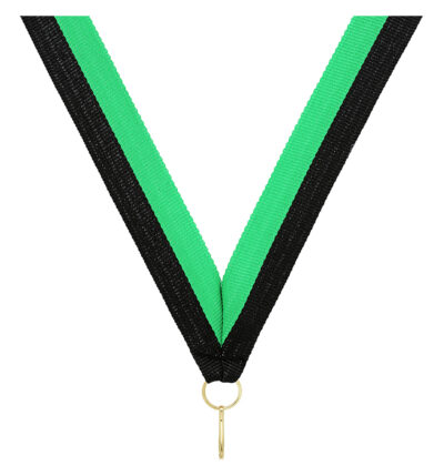 Green / Black V Neck Ribbon