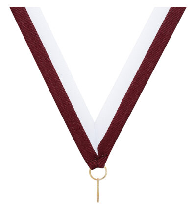 Maroon / White V Neck Ribbon