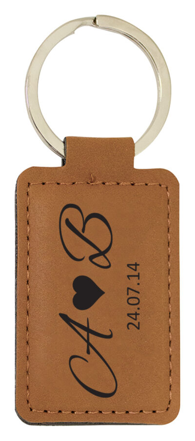 Initials & Heart Rawhide Keychain