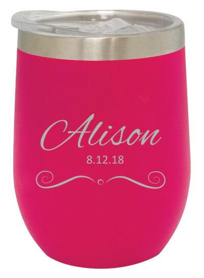 Designer Name Pink Wine Tumbler